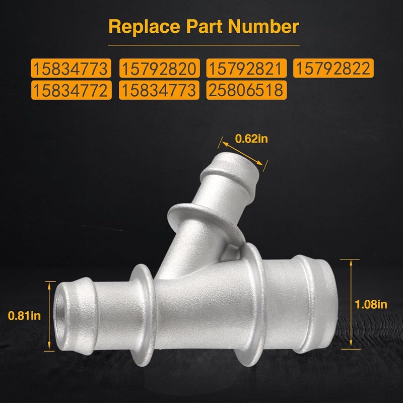 HIMARKLIF Aluminum Coolant Radiator Hose Y Junction Connector Compatible with Chevrolet Silverado Suburban Tahoe Avalance/GMC Sierra Yukon/Cadillac Escalade Replace#: 15834773 - Image 5